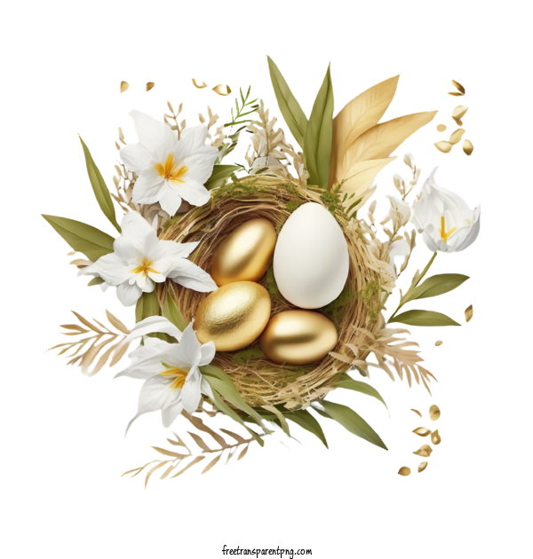 Free Golden Easter Eggs In The Nest Easter Eggs Easter Day For Easter Eggs Clipart Transparent Background