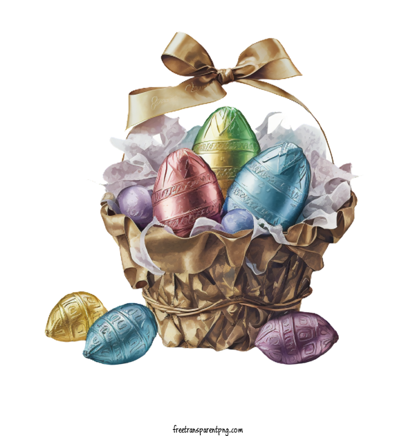 Free Watercolor A Basket Of Foil Wrapped Chocolate Eggs Watercolor Easter Chocolate Eggs Easter Basket For Easter Chocolate Eggs Clipart Transparent Background