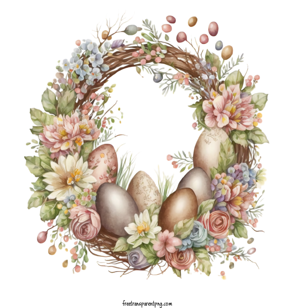 Free Watercolor Easter Floral Wreath Watercolor Easter Easter Wreath Easter Day For Watercolor Easter Clipart Transparent Background