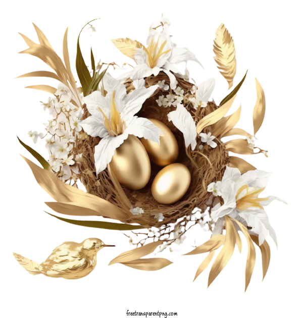 Free Golden Easter Eggs In The Nest Easter Eggs Easter Day For Easter Eggs Clipart Transparent Background