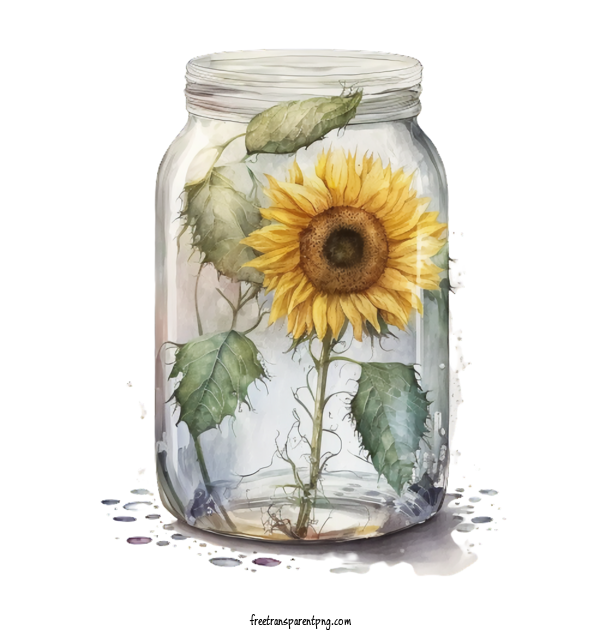 Free Flowers Sunflower Glass Jar For Sunflower Clipart Transparent Background