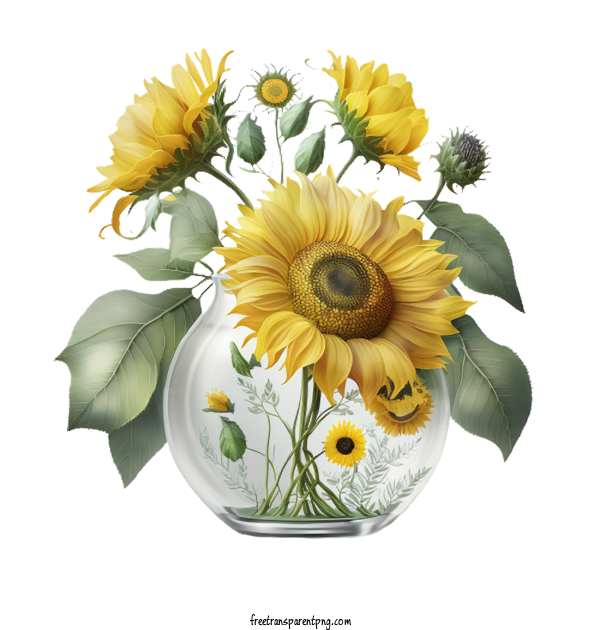 Free Flowers Sunflower Glass Jar For Sunflower Clipart Transparent Background