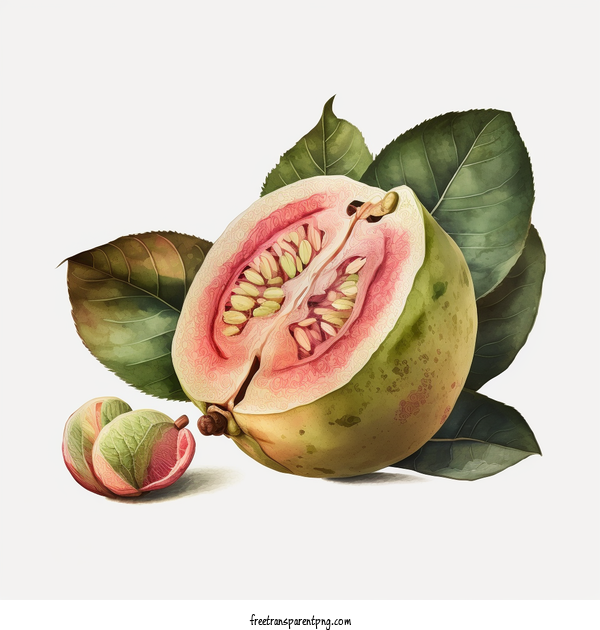 Free Watercolor Guava Fruit With Leave Watercolor Guava Watercolor Fruit For Watercolor Guava Clipart Transparent Background
