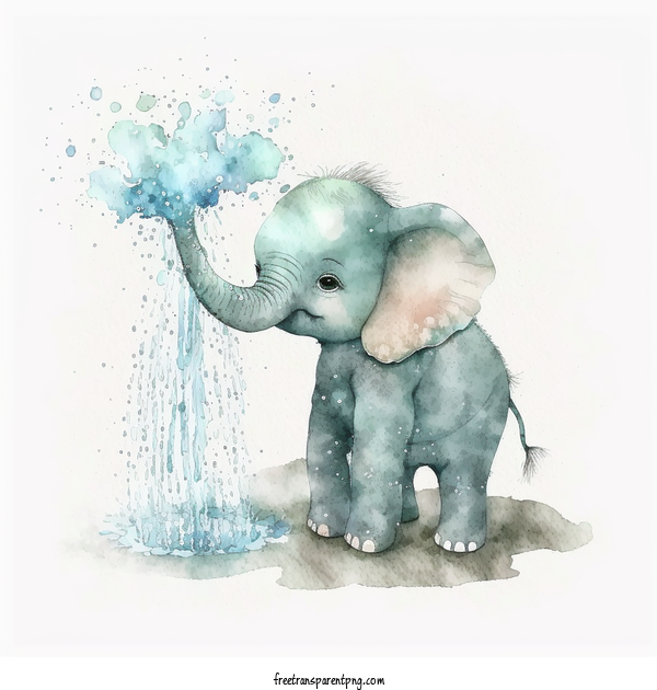 Free Elephant Spraying Water Elephant Spraying Water Watercolor Elephant For Watercolor Elephant Clipart Transparent Background