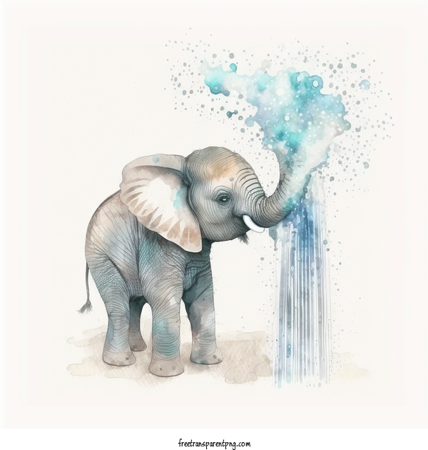 Free Elephant Spraying Water Elephant Spraying Water Watercolor Elephant For Watercolor Elephant Clipart Transparent Background