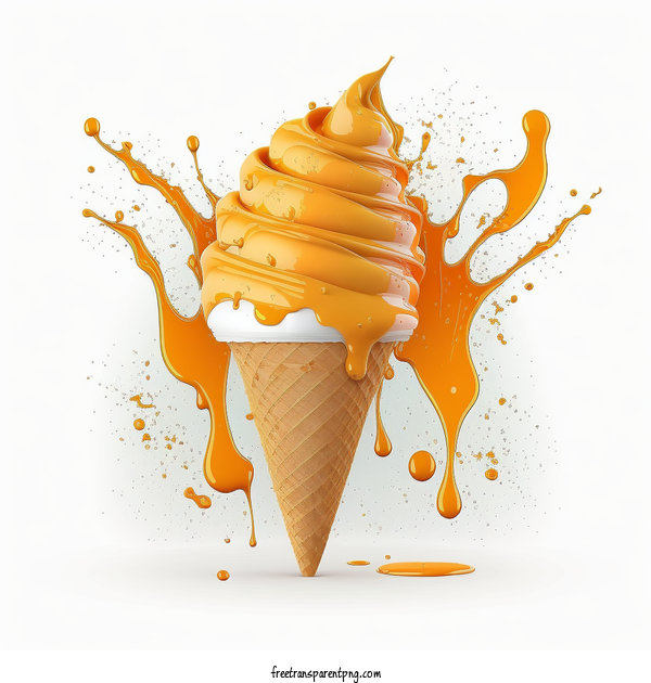 Free Mango Ice Cream Cone With Splash Ice Cream Cone Splash Mango For Ice Cream Cone Clipart Transparent Background