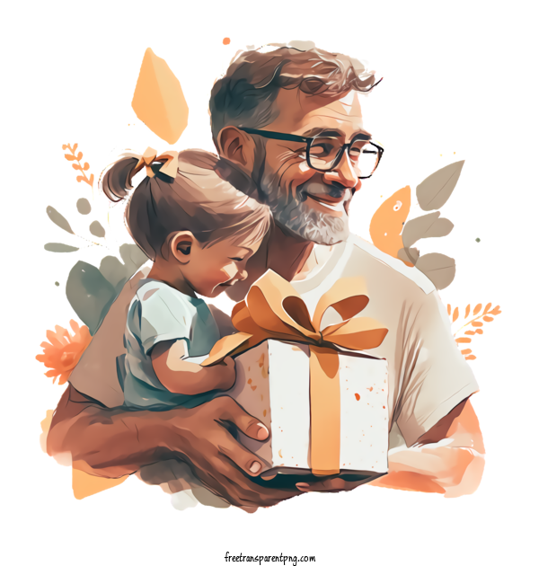 Free Father And Present Father And Present Fathers Day Father And Gift For Fathers Day Clipart Transparent Background