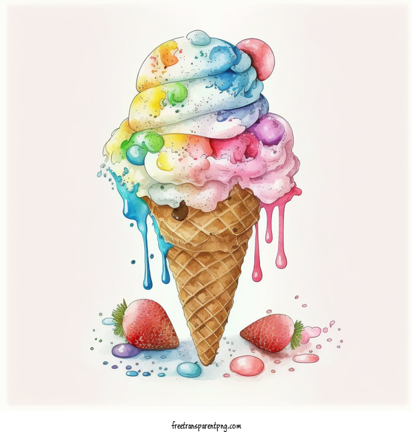 Free Watercolor Melted Ice Cream Cone Ice Cream Cone Watercolor Ice Cream Cone Melted Ice Cream Cone For Ice Cream Cone Clipart Transparent Background