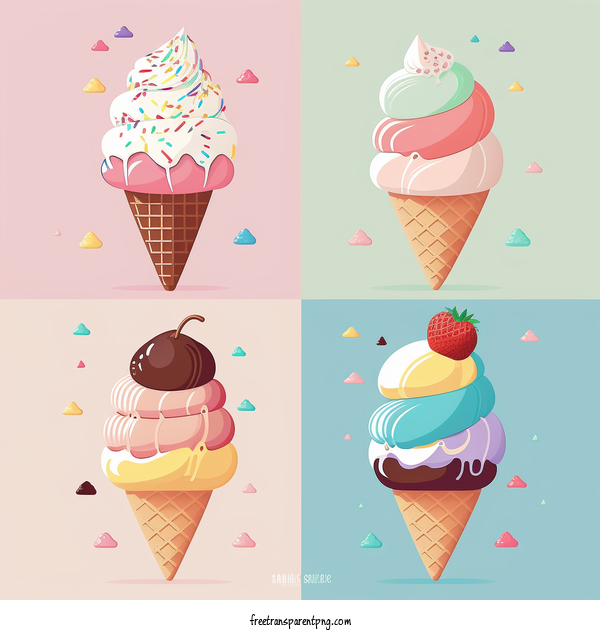 Free Colors Of The 90s Cute Sweet Sundaes Ice Cream Cone Sweet Sundaes Colors Of The 90s For Ice Cream Cone Clipart Transparent Background