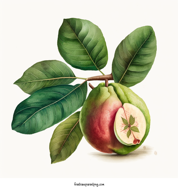 Free Watercolor Guava Fruit With Leave Watercolor Guava Watercolor Fruit For Watercolor Guava Clipart Transparent Background