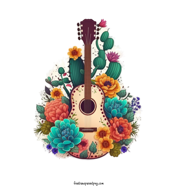 Free Cartoon Mexico Guitar With Balloons Cinco De Mayo Mexico Guitar Balloons For Cinco De Mayo Clipart Transparent Background