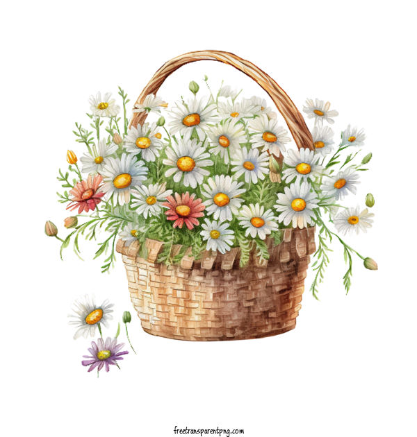 Free Watercolor Daisy In Basket Rustic Country Watercolor Daisy Daisy Basket Rustic Country For Daisy Clipart Transparent Background