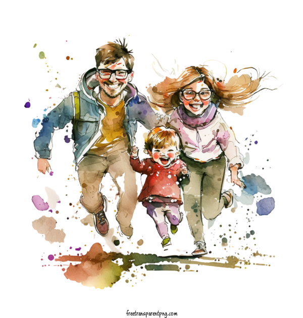 Free Watercolor Comic Book Family Watercolor Family Comic Book Family For Family Clipart Transparent Background