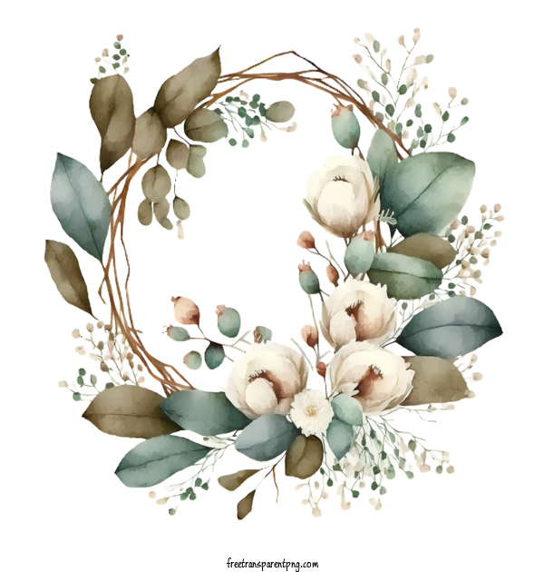Free Watercolor Wreath Of Branches With Eucalyptus Leaves Watercolor Eucalyptus Eucalyptus Wreath Eucalyptus Leaves For Eucalyptus Clipart Transparent Background