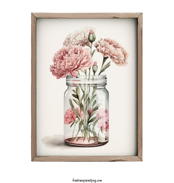 Free Watercolor Carnations In Glass Jar Watercolor Carnations Watercolor Glass Jar For Watercolor Carnations Clipart Transparent Background