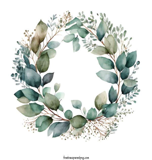 Free Watercolor Simple Wreath Of Branches With Eucalyptus Leaves Watercolor Eucalyptus Eucalyptus Wreath Eucalyptus Leaves For Eucalyptus Clipart Transparent Background