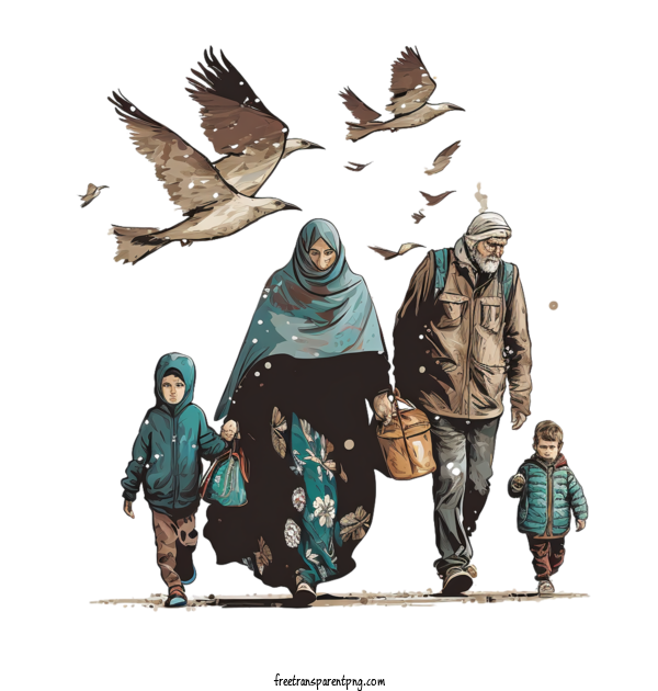 Free World Refugee Day World Refugee Day Refugee Family Need Help For Refugee Family Clipart Transparent Background