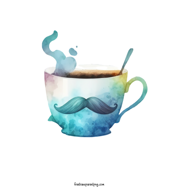 Free Watercolor Mustache Watercolor Coffee Cup Watercolor Mustache Fathers Day For Fathers Day Clipart Transparent Background