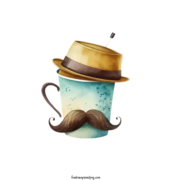 Free Watercolor Mustache Watercolor Coffee Cup Watercolor Mustache Fathers Day For Fathers Day Clipart Transparent Background