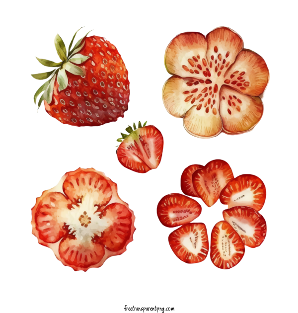 Free Watercolor Strawberries Flowers And Fruits With Leaves Watercolor Strawberries Watercolor Strawberry For Watercolor Strawberries  Clipart Transparent Background