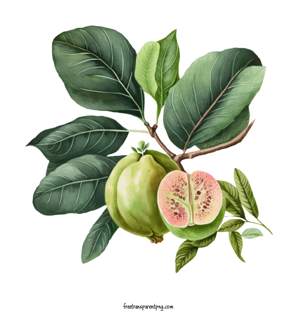 Free Watercolor Guava Fruit With Leaves Watercolor Guava For Guava Clipart Transparent Background