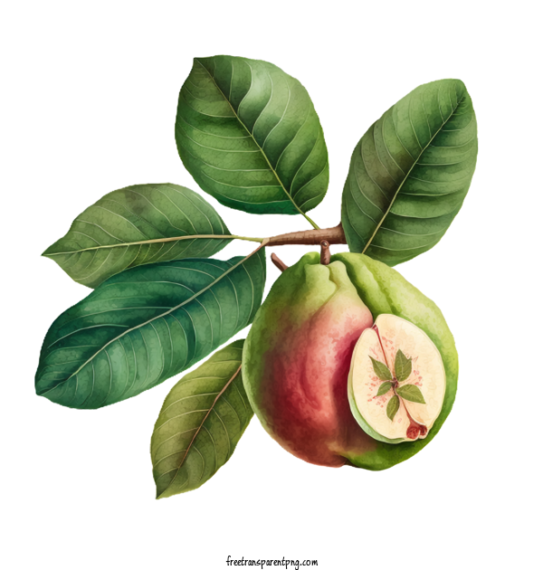 Free Watercolor Guava Fruit With Leaves Watercolor Guava For Guava Clipart Transparent Background