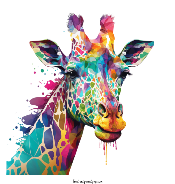 Free Animals Giraffe Multicolored Paints Giraffe For Giraffe Clipart Transparent Background