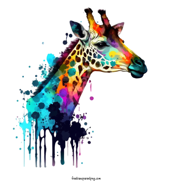 Free Animals Giraffe Multicolored Paints Giraffe For Giraffe Clipart Transparent Background