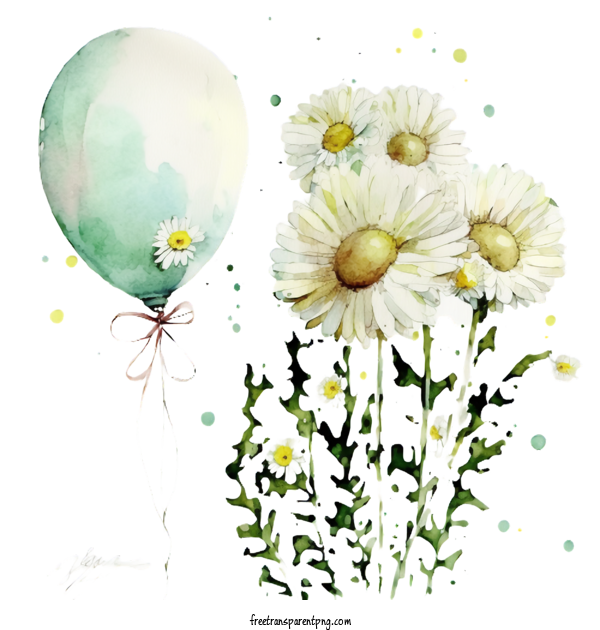 Free Flowers Daisy Watercolor Daisy Daisy With Balloons For Daisy Clipart Transparent Background