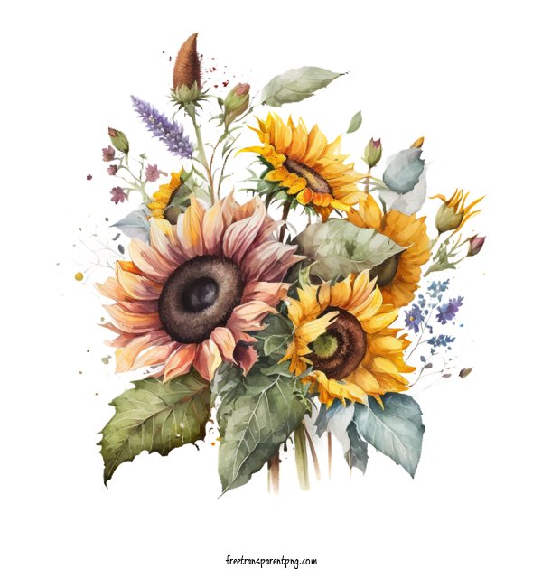 Free Flowers Watercolor Sunflower Watercolor Flowers For Sunflower Clipart Transparent Background