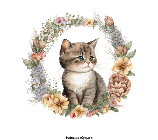 Free Animals Cute Cat Baby Cat Cat Wreath For Cat Clipart Transparent Background