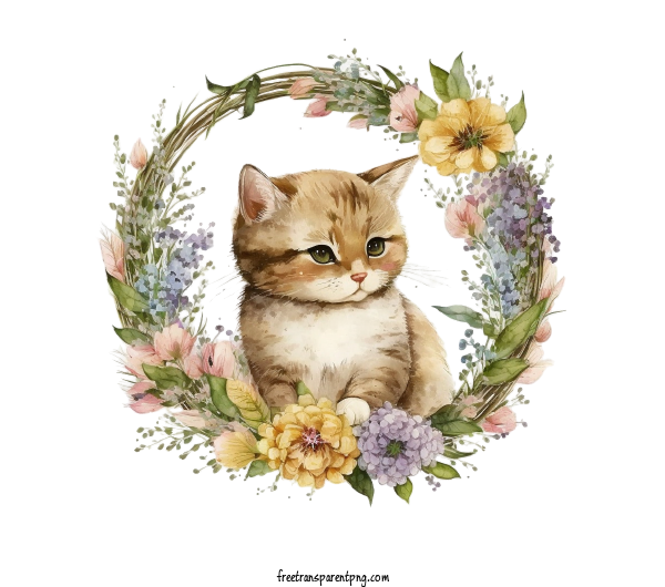 Free Animals Cute Cat Baby Cat Cat Wreath For Cat Clipart Transparent Background