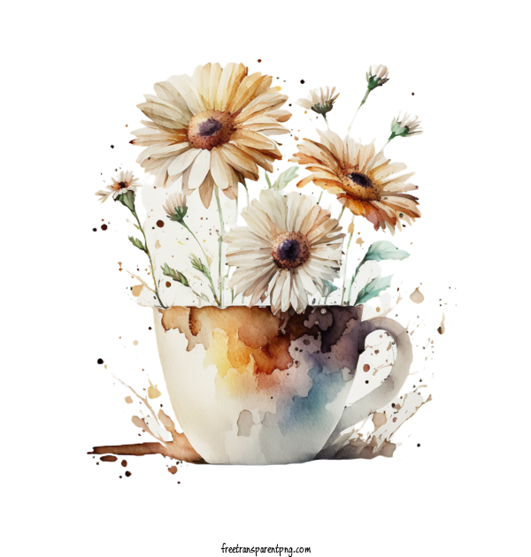 Free Flowers Daisy Watercolor Daisy Coffee Cup For Daisy Clipart Transparent Background