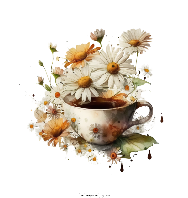 Free Flowers Daisy Watercolor Daisy Coffee Cup For Daisy Clipart Transparent Background