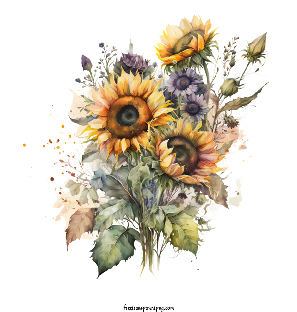 Free Flowers Watercolor Sunflower Watercolor Flowers For Sunflower Clipart Transparent Background