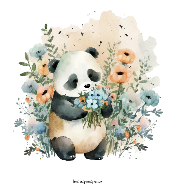Free Animals Cute Panda Watercolor Panda For Panda Clipart Transparent Background