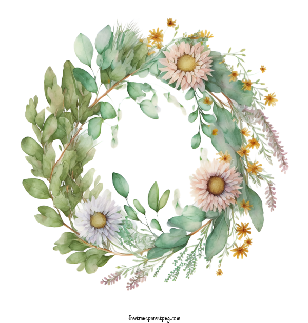 Free Flowers Watercolor Daisy Daisy Wreath For Daisy Clipart Transparent Background