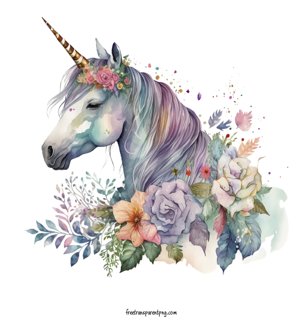 Free Animals Unicorn Watercolor Unicorn For Horse  Clipart Transparent Background