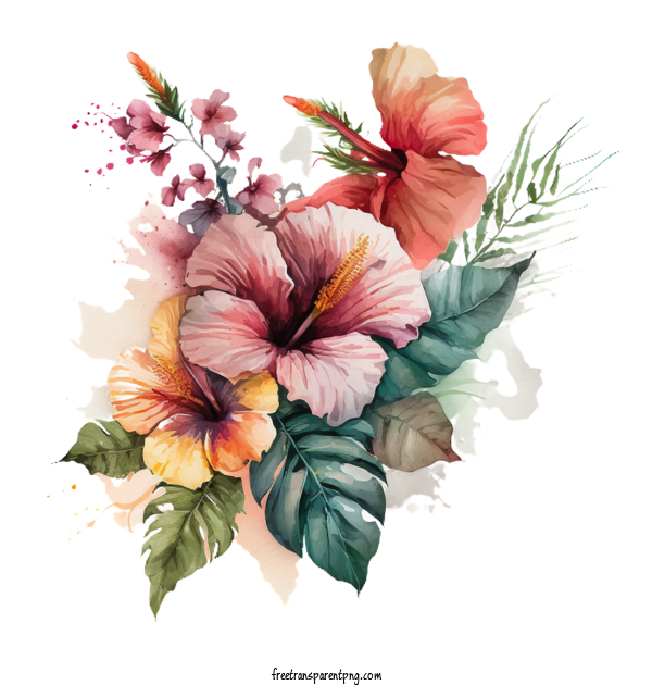 Free Flowers Hibiscus Hand Painted Hibiscus Watercolor Hibiscus For Hibiscus Clipart Transparent Background