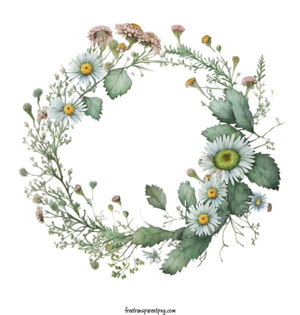 Free Flowers Watercolor Daisy Daisy Wreath For Daisy Clipart Transparent Background