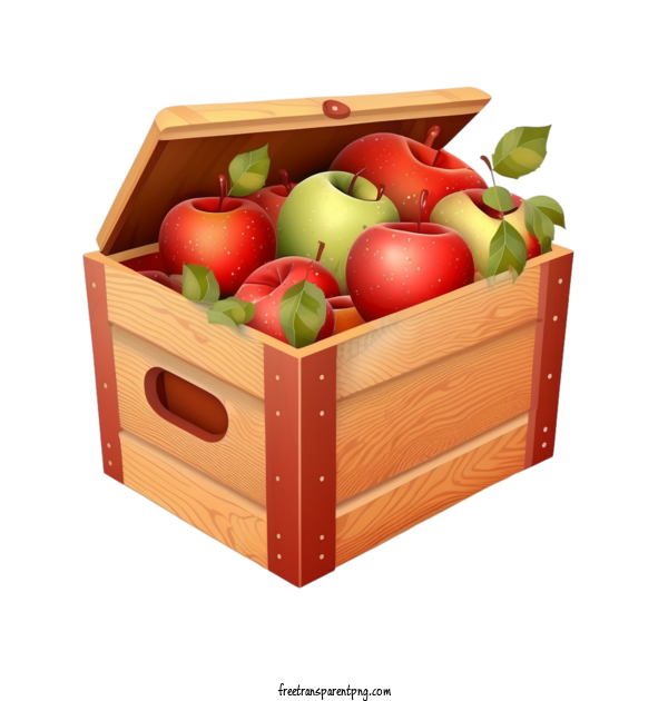 Free Food Ripe Red Apples Wooden Box Micro Animation For Fruit Clipart Transparent Background