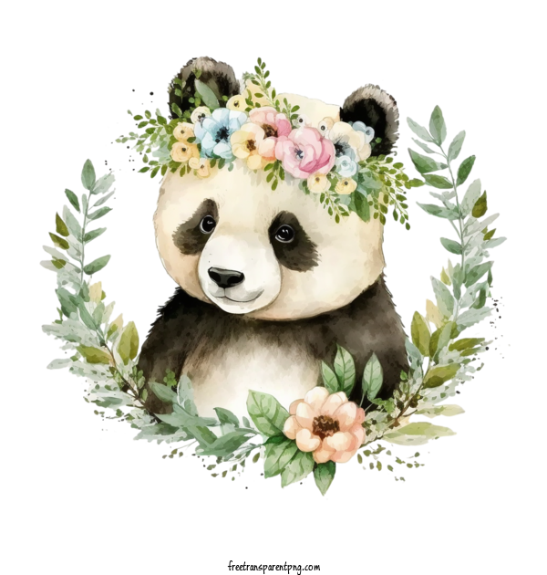 Free Animals Panda Cartoon Panda Panda Wreath For Panda Clipart Transparent Background