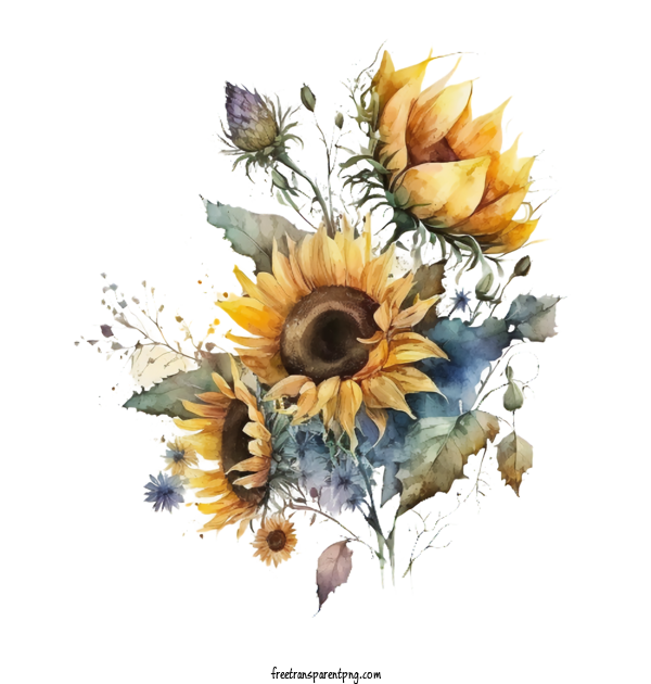 Free Flowers Sunflower Watercolor Sunflower For Sunflower Clipart Transparent Background