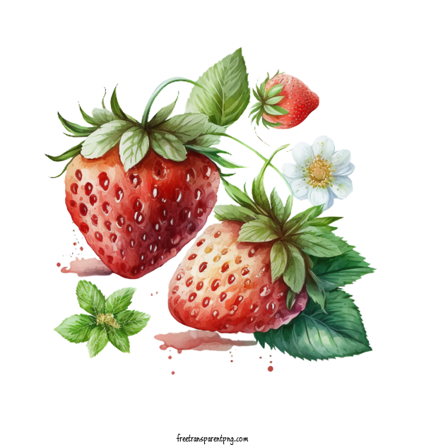 Free Food Strawberry Fruit Watercolor Strawberry For Fruit Clipart Transparent Background