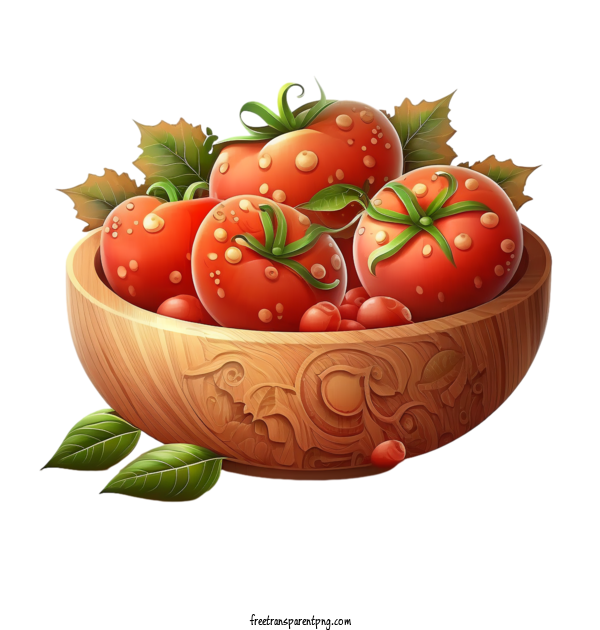 Free Food Tomato Vegetable Tomatoes In Wooden Bowl For Vegetable Clipart Transparent Background