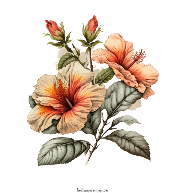 Free Flowers Hibiscus Hand Drawn Hibiscus Watercolor Hibiscus For Hibiscus Clipart Transparent Background