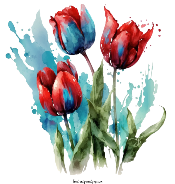 Free Flowers Watercolor Tulips Red Tulips For Tulip Clipart Transparent Background