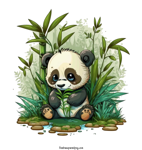 Free Animals Panda Panda With Bamboo For Panda Clipart Transparent Background