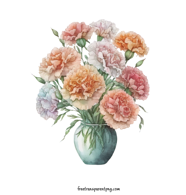 Free Flowers Watercolor Carnations Cute Carnations Carnations In Vase For Carnation Clipart Transparent Background