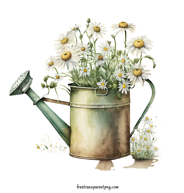 Free Flowers Watercolor Daisy Vintage Daisy Daisy In Watering Can For Daisy Clipart Transparent Background